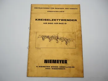 Niemeyer HR562 D Kreiselzettwender Betriebsanleitung Ersatzteilliste 1979
