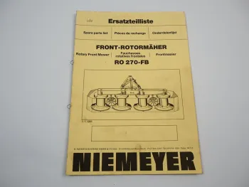 Niemeyer RO270 FB Front Rotormäher Ersatzteilliste 1985