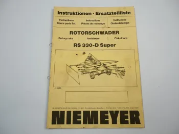 Niemeyer RS330 D Super Rotorschwader Betriebsanleitung Ersatzteilliste 1986