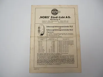 Noris Schwunglichtmagnetzünder ELZ ULZ Bedienungsanleitung Betriebsanleitung