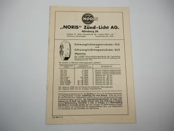 Noris Schwunglichtmagnetzünder ELZ ULZ Betriebsanleitung ca. 1954