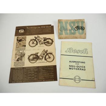 NSU Quick Motorrad 2x Prospekt Bosch Ausrüstung 1930er Jahre