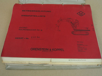 O&K RH9 Bagger Betriebsanleitung Ersatzteilliste Schaltplan Wartung 1969