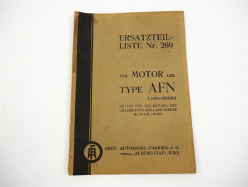 ÖAF Austro Fiat AFN LKW Ersatzteilliste für Motor 1938