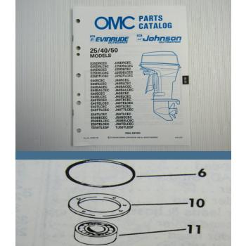 OMC Envinrude Johnson 25 40 50 ENGINE Parts Book 1989 Ersatzteilliste