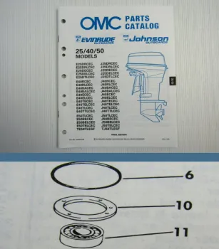 OMC Envinrude Johnson 25 40 50 ENGINE Parts Book 1989 Ersatzteilliste