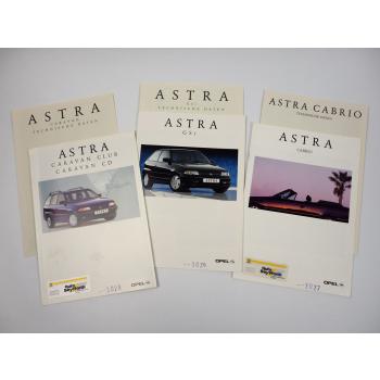 Opel Astra GSi Cabrio Caravan Club CD 3x Prospekt mit technischen Daten 1993