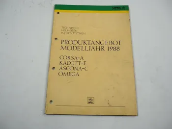 Opel Corsa A Kadett E Ascona C Omega A1 Produktangebot 1988 Fahrzeugtechnik