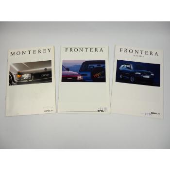Opel Fontera Sport Blue Star Monterey 3x Prospekt mit technischen Daten 1991/93