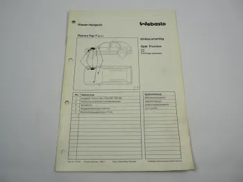Opel Frontera A 2.0i 2.4i Einbauanleitung Webasto Thermo Top T BW/DW50 Heizung