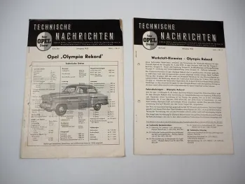 Opel Olympia Rekord Technische Nachrichten Werkstatthinweise 1953