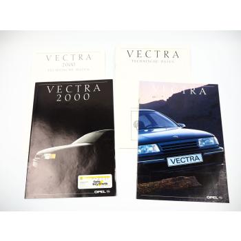 Opel Vectra und Vectra 2000 2.0i 16V 2x Prospekt mit technischen Daten 1989/90