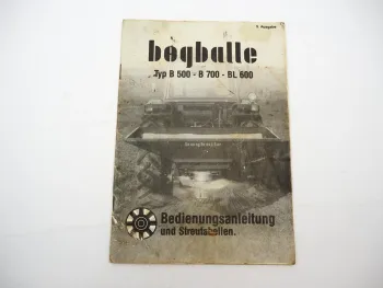 Orig. Bogballe B500 B700 BL600 Düngerstreuer Betriebsanleitung Streutabelle ETL