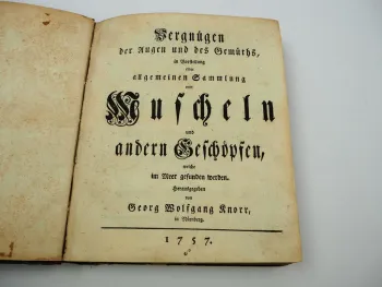 Orig. Buch Georg Wolfgang Knorr 1757 - 69 Muscheln und andere Geschöpfe Nürnberg