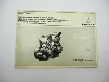 Orig. Deutz F1L F2L 511 511W Motor Ersatzteilliste Bildkatalog Parts List 1978