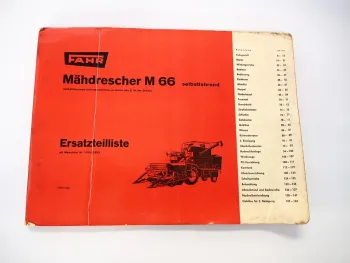 Orig. Fahr M66 Mähdrescher selbstfahrend Ersatzteilliste Ersatzteilkatalog 1966