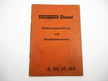 Orig. Farymann Diesel G GS LG LGS Motor Betriebsanleitung Ersatzteilliste 1961