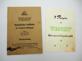 Orig. Fendt 80.3 86.3 Kraftheber für Schlepper Betriebsanleitung Bedienung 1960