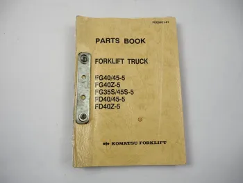 Orig. Komatsu FD FG 35 40 45 Z S -5 Forklift Parts List Ersatzteilliste 1991