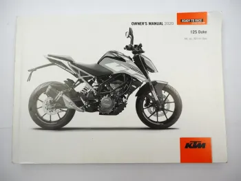 orig. KTM 125 Duke Owners Manual 2020 Bedienungsanleitung Handbuch Englisch