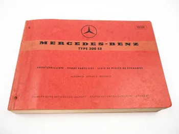 Orig. Mercedes Benz 300 SE W112 Limousine Ersatzteilliste Parts List 1967