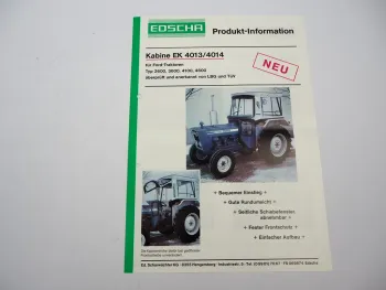 Orig. Prospekt Edscha EK 4013 4014 Kabine für Ford 2600 3600 4100 4600 Schlepper