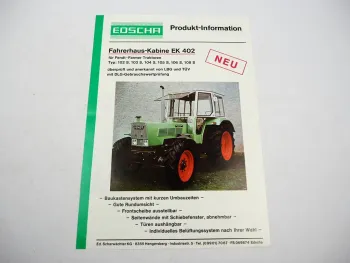 Orig. Prospekt Edscha EK 402 Kabine für Fendt Farmer 102S bis 108S 1975
