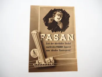 Orig. Prospekt Fasan Rasierapparat Rasierklingen Osberghaus Solingen 1930er J.