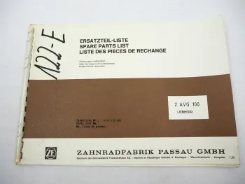 Orig ZF 2 AVG 100 Verteilergetriebe Ersatzteilliste Liebherr Parts List 07/1988
