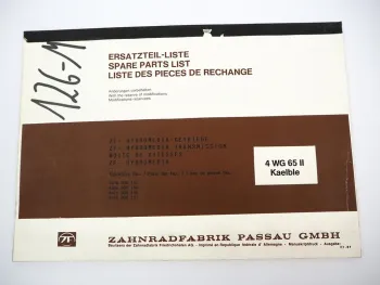Orig. ZF 4 WG 65 II Hydromedia Getriebe Ersatzteilliste Kaelble Parts List 3/87