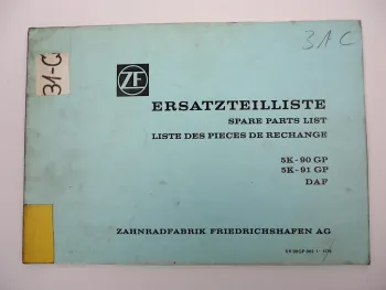 Orig. ZF 5K-90 & 91 GP Allklauen Getriebe Ersatzteilliste DAF Parts List 11/1979