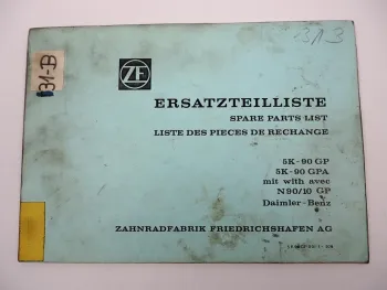 Orig. ZF 5K - 90 GP GPA Getriebe Ersatzteilliste Daimler-Benz Parts List 09/1979