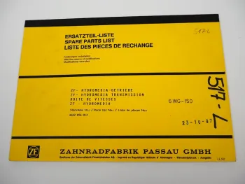 Orig ZF 6 WG-150 Hydromediagetriebe Ersatzteilliste O&K Faun Parts List 11/1992