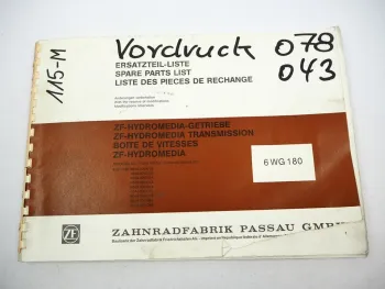 Orig. ZF 6 WG 180 Hydromedia Getriebe Ersatzteilliste O&K Faun Krupp Terex