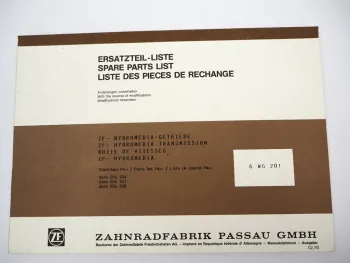 Orig. ZF 6 WG 201 Hydromedia Getriebe Ersatzteilliste Liebherr Parts List 2/90