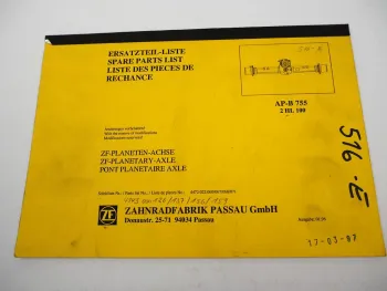 Orig ZF AP-B 755 Planetenachse 2HL100 Getriebe Ersatzteilliste Liebherr 01/96