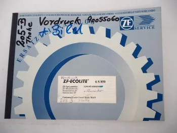 Orig. ZF Ecolite 6 S 850 Getriebe Ersatzteilliste MAN LKW L2000 Parts List 07/00