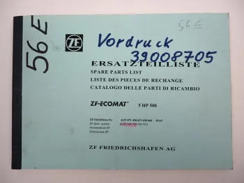 Orig. ZF Ecomat 5 HP 500 Getriebe Ersatzteilliste MAN Spare Parts List 03/1994