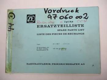 Orig. ZF Ecosplit 16 S 190/1 Getriebe Ersatzteilliste IVECO Parts List 06/1989