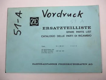 Orig. ZF Ecosplit 16 S 190 A/1 Getriebe Ersatzteilliste IVECO Parts List 11/1988