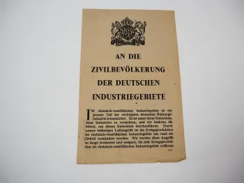 Original Alliierten Flugblatt An die Zivilbevölkerung London 1943