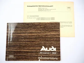 Original Audi Super 90 F103 Betriebsanleitung 1/1968 Bedienung & Wartung