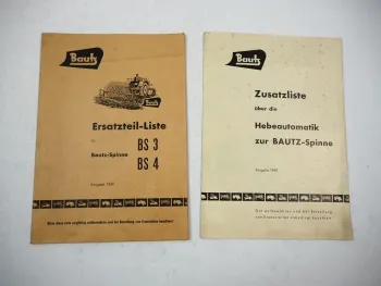 Original Bautz BS3 BS4 Spinne Heuwender Hebeautomatik Ersatzteilliste 1959