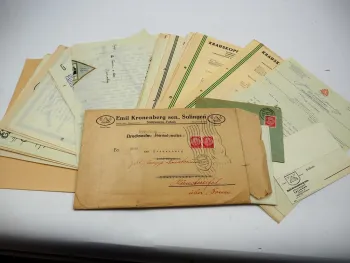 Original Belege Briefwechsel Firma Emil Kronenberg Stahlwaren Solingen 1920/30er