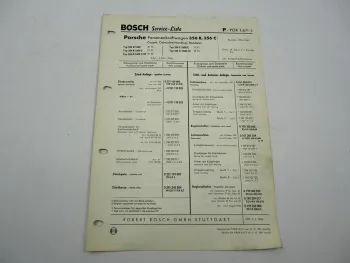 Original Bosch Service-Liste für Porsche PKW 356B 356C BJ 1959–1964