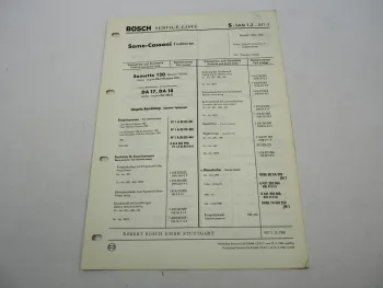 Original Bosch Service-Liste für Same Cassani Baureihe Traktoren 1956-1966