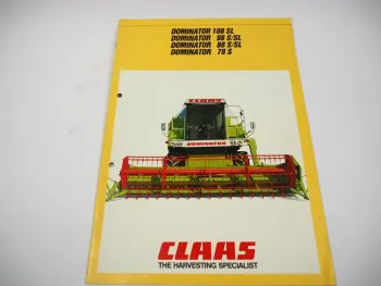 Original brochure Claas Dominator 78 S 88 98 S/SL 108 SL combine harvester 1986