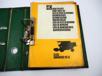 Original Claas Dominator 116 CS Mähdrescher Ersatzteilliste Spare Parts List 1982