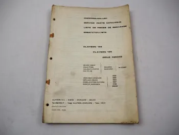 Original Clayson 133 135 Mähdrescher Ersatzteilliste Spare Parts List 1970