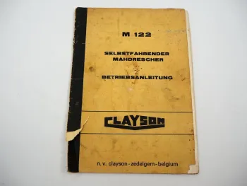 Original Clayson M122 Mähdrescher Betriebsanleitung Bedienung Wartung ca. 1970